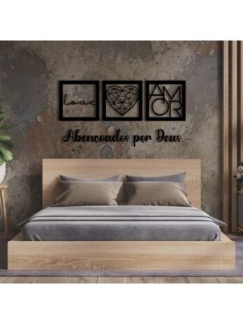 Kit Quadros Decorativos para Decoração com Frase Abençoados por Deus